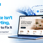 CreataH banner: "Why Your Website Isn't Converting, and How to Fix It," with a laptop showing a website.